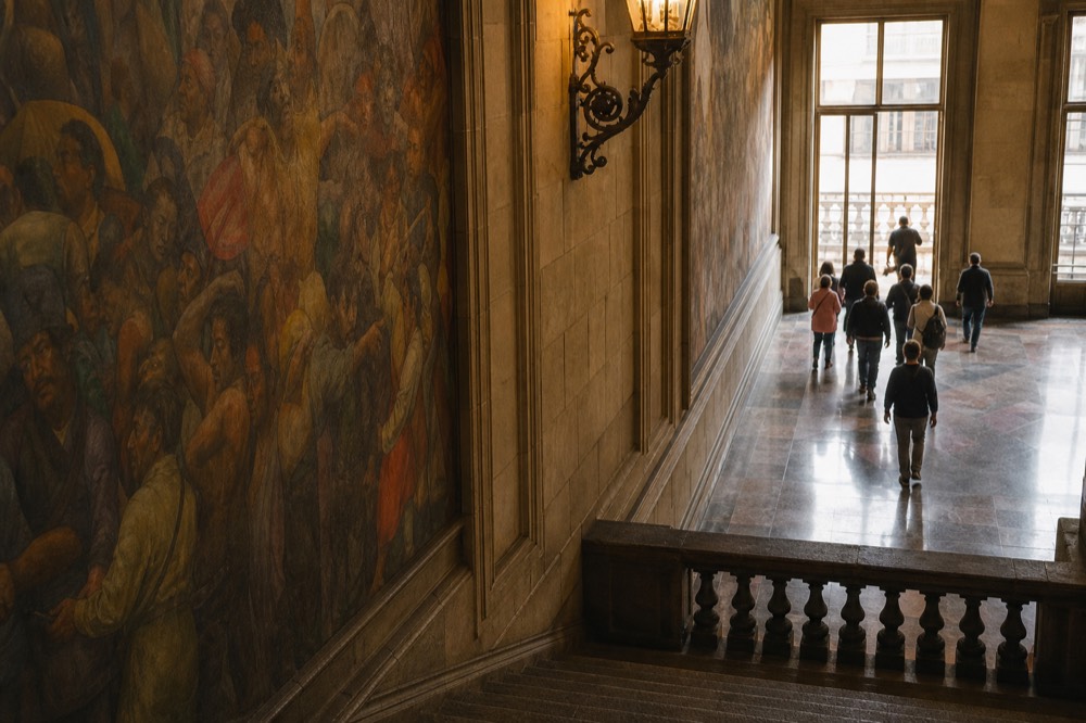 Diego Rivera's sweeping history mural on the grand staircase of the Palacio Nacional